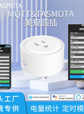 TASMOTA美规智能插座远程控制MQTT智能美规圆插头语音遥控