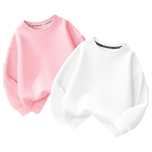 拉夏贝尔女童卫衣春秋款儿童白色长袖t恤2025新款中大童秋装上衣