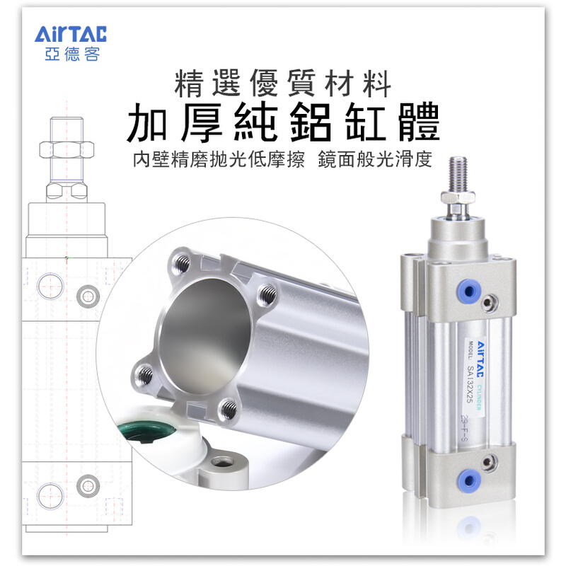 气缸小型气动SAI63/80/100X25X50X75X125X150X200X250X300S