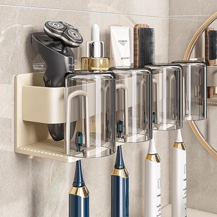 牙刷置物架排行榜第一名白色牙刷置物架免打孔壁挂式卫生间电动家