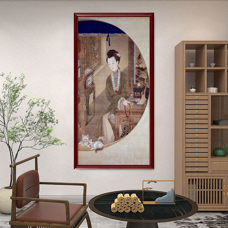 新中式装饰画雍正美人图仕女图挂画客厅玄关书房画国画名人字画