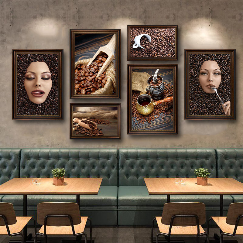 手冲咖啡装饰画美式拿铁coffee店餐厅创意挂画奶茶饮品店布置壁画