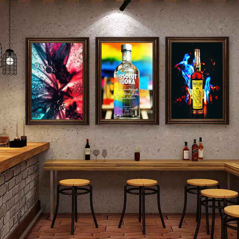 酒吧酒馆餐吧装饰画伏特加洋酒红酒清吧西餐厅挂画酒庄酒柜壁画