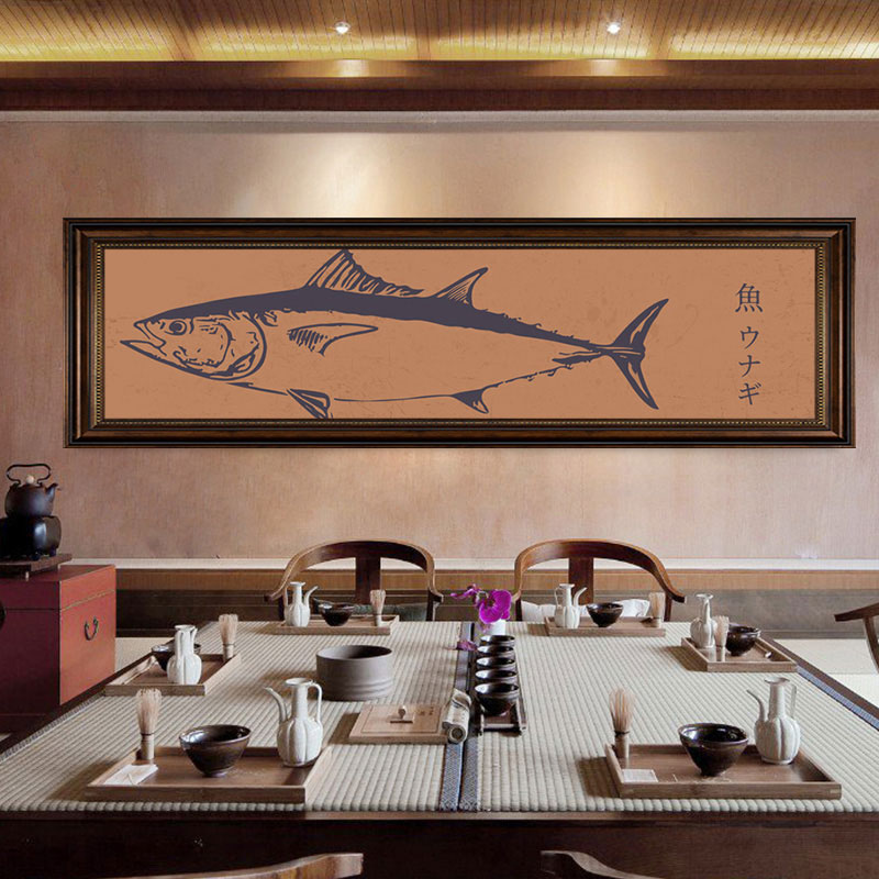 三文鱼海鲜装饰画日式刺身鱼鲜寿司料理店挂画日本美食牌匾壁画图片