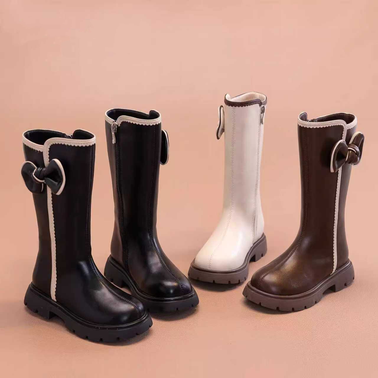 真皮儿童马丁靴2025新款秋冬加绒女童靴子长筒靴女孩鞋子高筒长靴