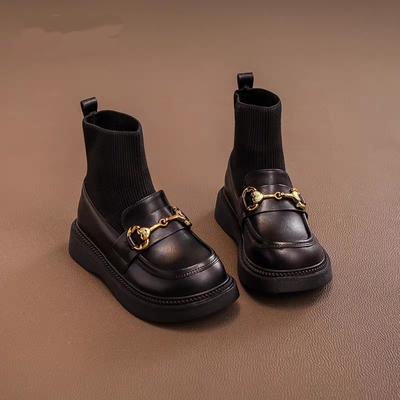 真皮女童连袜靴女孩JK公主靴单鞋