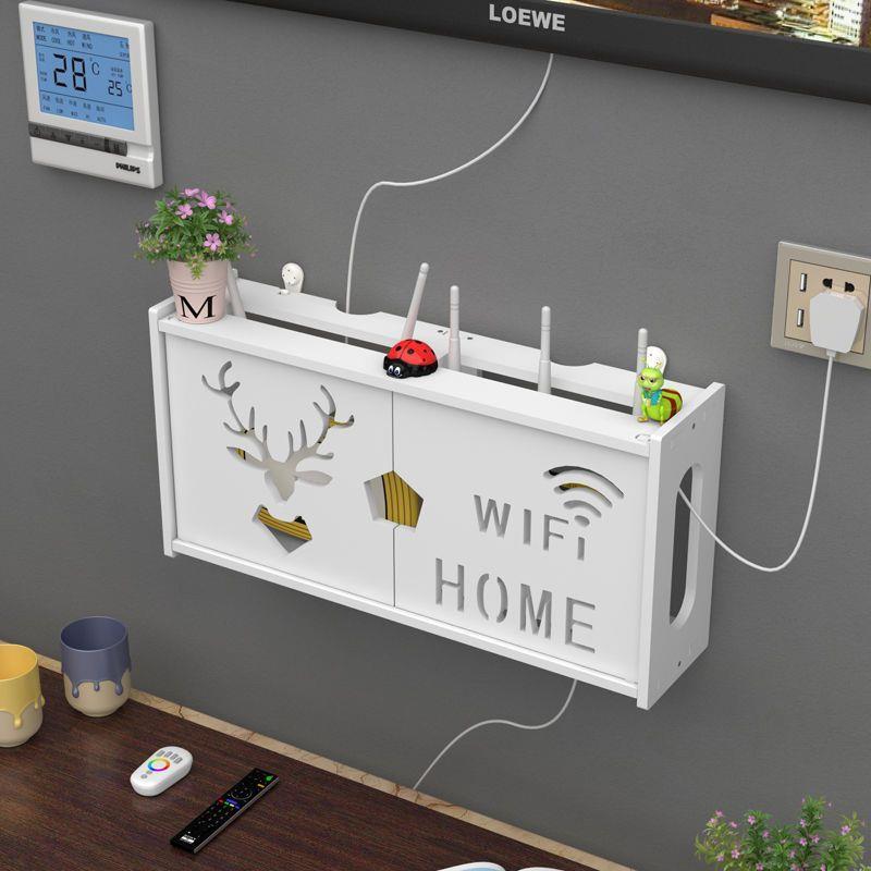 无线wifi电视机顶盒路由器置物架客厅墙上免打孔收纳盒壁挂遮挡箱