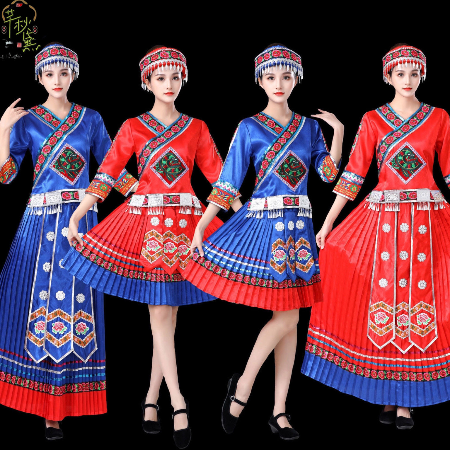 苗族服装女少数民族服装演出服饰壮族土家族苗家舞蹈表演苗族衣服