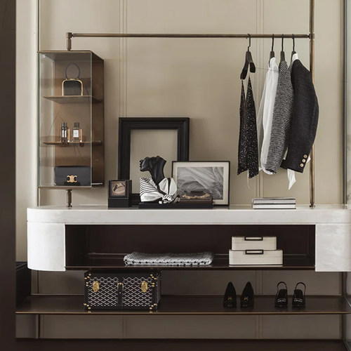 黑白调衣帽间女士主题软装摆件搭配组合样板房展厅卧室衣柜装饰品