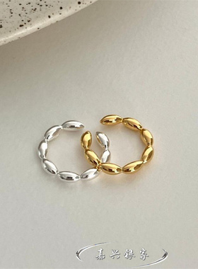 嘉兴银家s925纯银小众高级精致百搭米珠戒指韩版ins极简质感指环