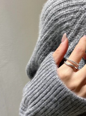 嘉兴银家S925纯银韩版小众设计感双层简约麻花戒指时尚个性指环