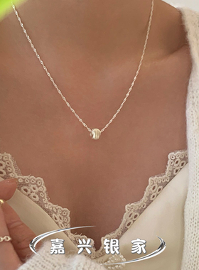 嘉兴银家s925纯银闪亮光泽感银珠项链百搭气质高级感颈链锁骨链