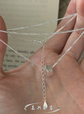 嘉兴银家s925纯银小众设计感三角形项链女韩式复古简约ins锁骨链