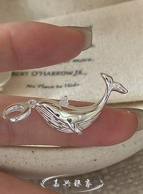 嘉兴银家s925纯银小众韩版设计感海豚吊坠女高级复古简约精致项坠