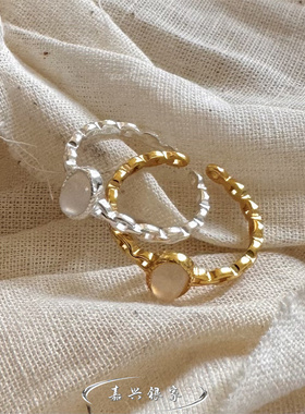 嘉兴银家s925纯银小众高级简约纯白水晶戒指韩式ins小巧精致指环