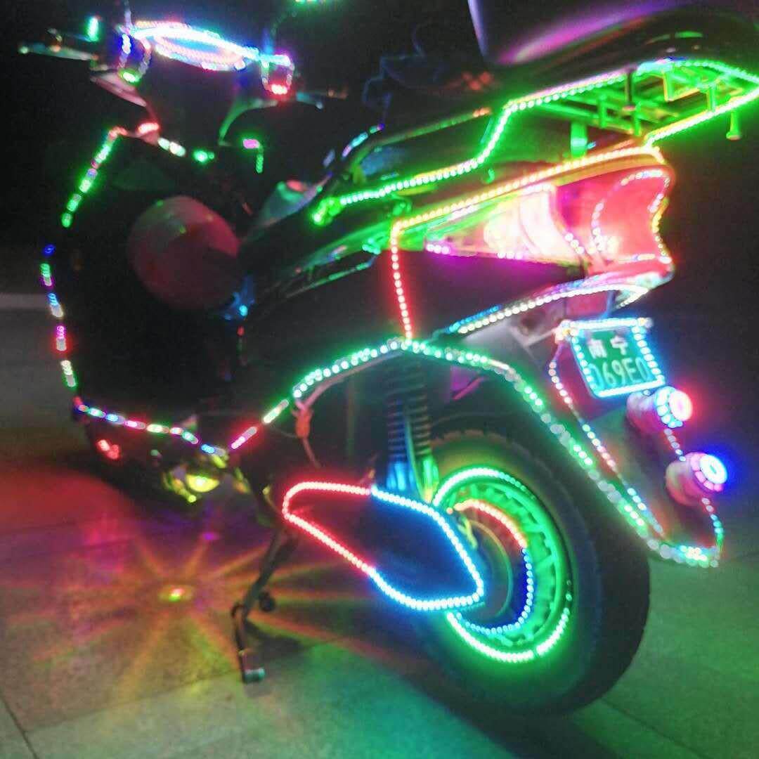 电动车装饰灯防水灯条改装鬼火流水灯摩托车彩灯爆闪灯七彩跑马灯
