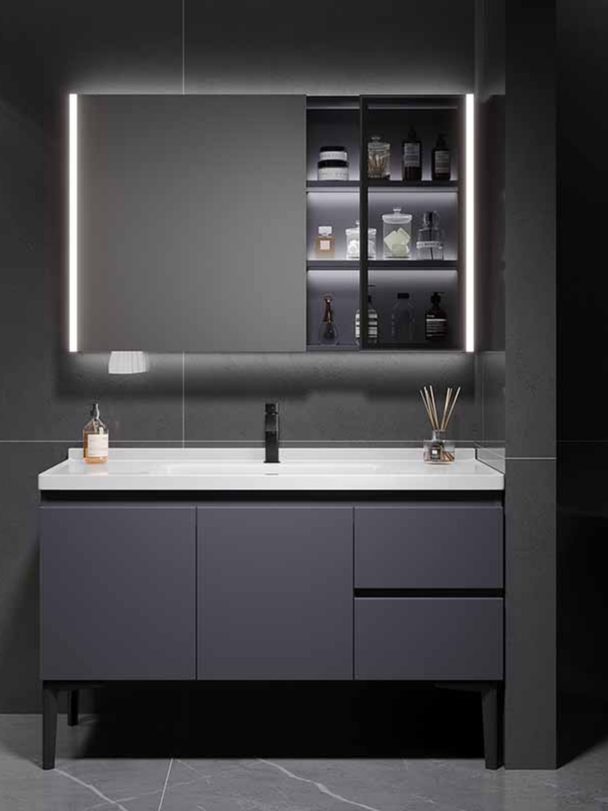 浴室柜组合洗脸盆洗手洗漱台实木落地陶瓷一体面盆卫生间2024新款