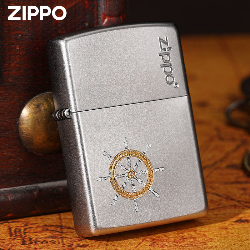 zippo正品打火机黄金船舵雕刻芝宝定制航海正版男士防风煤油高档