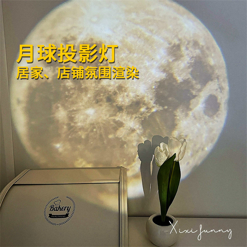 月球投影灯商用工业风餐厅店铺酒吧灯饰网红星球家居墙面背景氛围