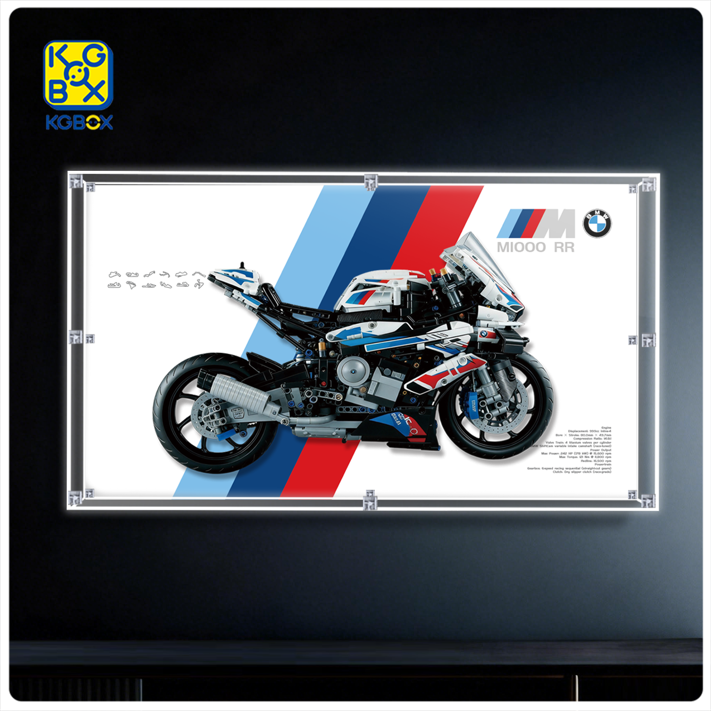 KGBOX适用乐高M1000RR速变7040加厚拼搭亚克力展示盒防尘罩42130