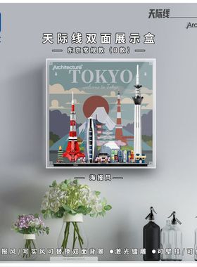 KGBOX乐高21051东京城市天际线亚克力防尘罩收纳盒画框透明展示盒