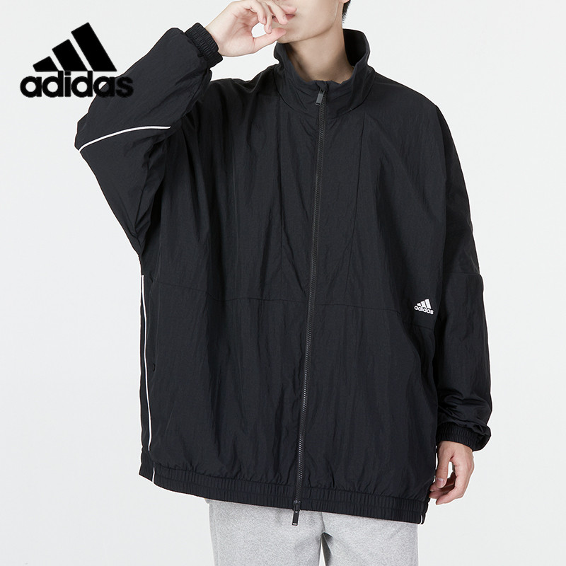阿迪达斯正品外套男装新款拼色梭织运动立领防风夹克hm2691 2693