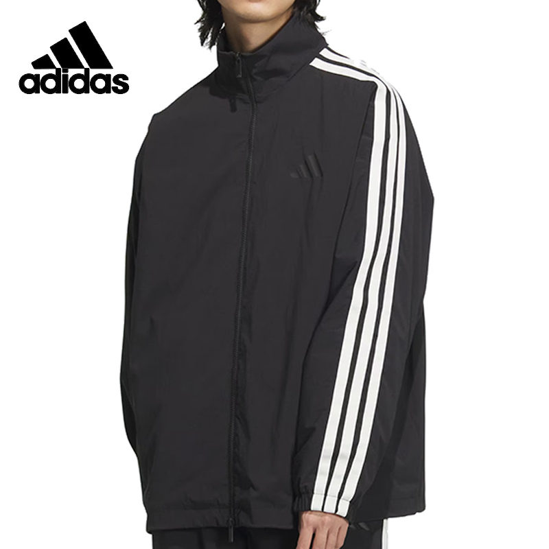 Adidas阿迪达斯春季新款男子运动梭织立领宽松休闲夹克外套JL6091