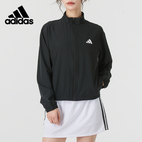 阿迪达斯女运动休闲立领夹克外套