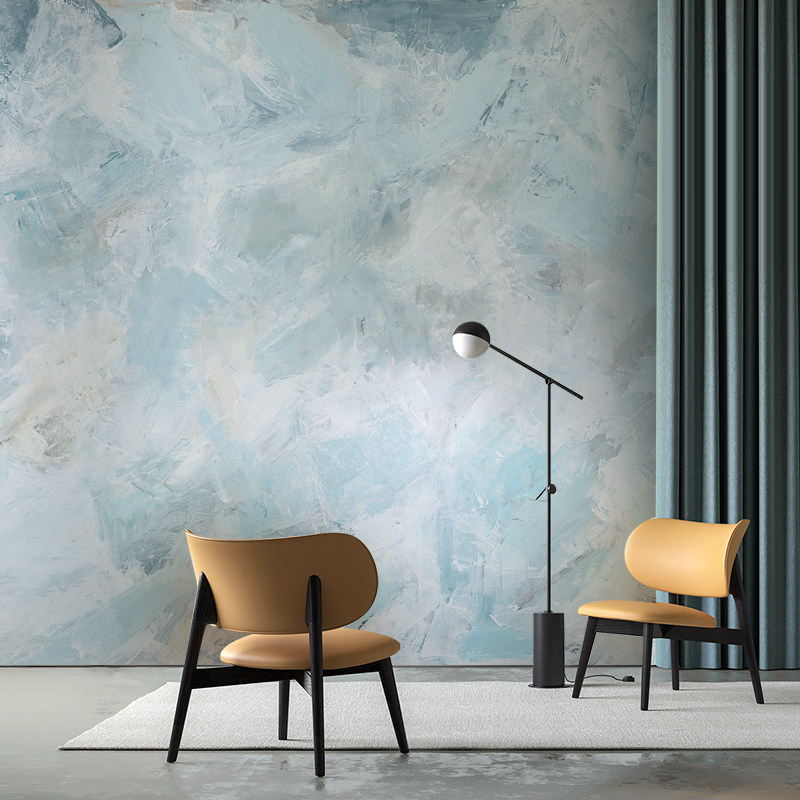 北欧手绘抽象涂鸦工业风淡雅客厅服装店咖啡奶茶店墙壁纸壁画墙布