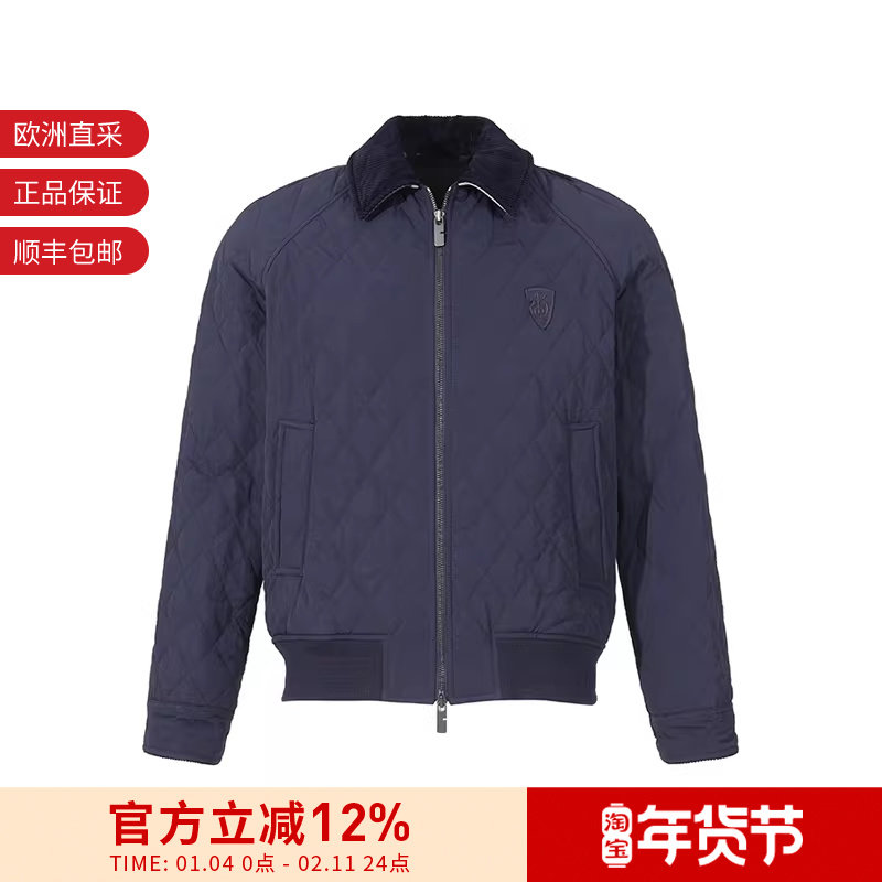 BURBERRY 男士B字型盾牌刺绣贴饰绗缝夹克薄款棉服外套 8097950