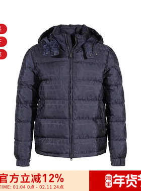 【甄品精选】VALENTINO 男士V标志鹅绒连帽羽绒服夹克 3CNA31 9VF