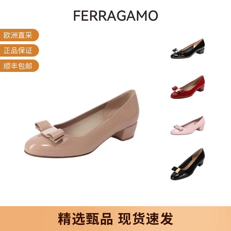 Ferragamo女士蝴蝶结高跟鞋单鞋