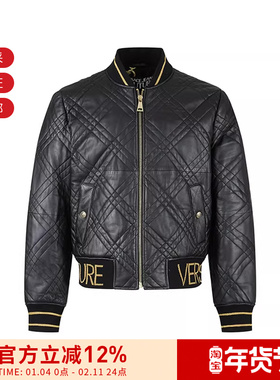 VJC范思哲 男士飞行夹克夹棉皮衣上衣外套 75GAVP06 CPPS3