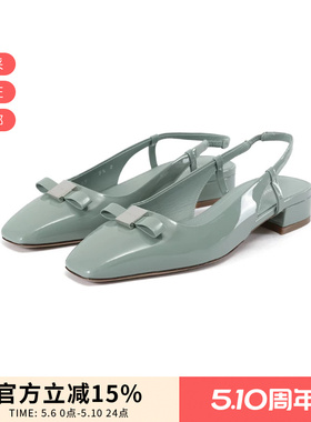 Ferragamo 女士MARLINA系列蝴蝶结露跟凉鞋单鞋 0769062