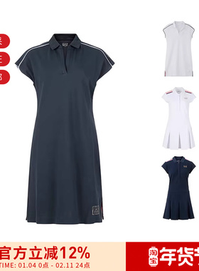 EA7阿玛尼 女士LOGO刺绣POLO领短袖连衣裙 3RTA56 TJ9DZ