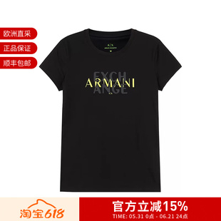【甄品精选】AX阿玛尼 女士LOGO胶印圆领短袖T恤 3RYTCC YJG3Z