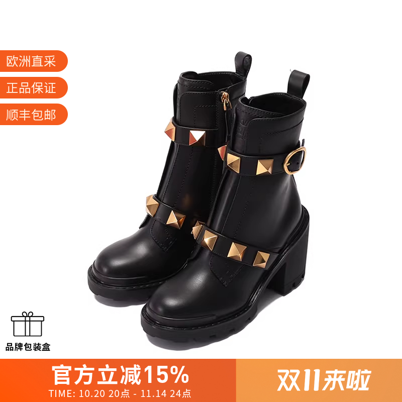 VALENTINO华伦天奴 女士铆钉高跟靴子短靴 1W2S0CJ2 NKD