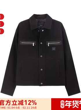 AX阿玛尼 男士徽标贴饰夹棉牛仔夹克外套 XM000038 AF10326