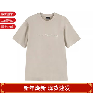 EM001070 EA阿玛尼 T恤 徽标刺绣圆领短袖 AF13747 男士