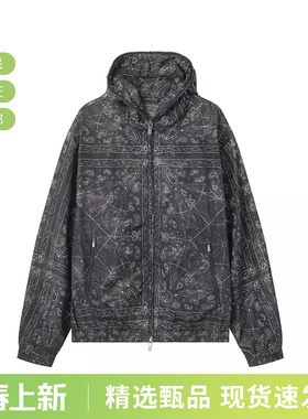 AX阿玛尼 男士通体花纹连帽拉链薄款夹克外套 XM000408 AF15075