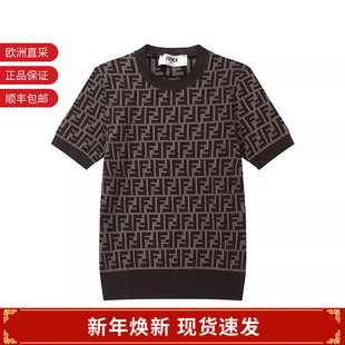 甄品精选 FZXC72 FENDI芬迪女士棉质修长款 针织衫 ASJT 圆领短袖