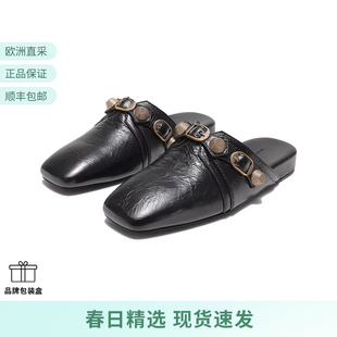 拖鞋 Balenciaga 女士做旧金色平底单鞋 穆勒鞋 WAD4F 715556