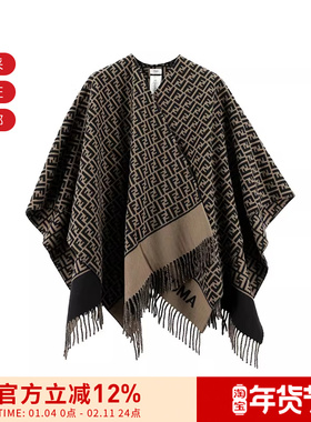 Fendi芬迪 女士保暖流苏斗篷披肩135*135cm FXX723 AQCW