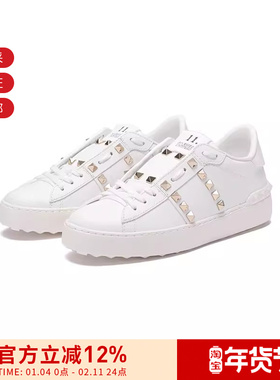 VALENTINO 女士铆钉系带运动鞋板鞋小白鞋 2W2S0A01 BHS