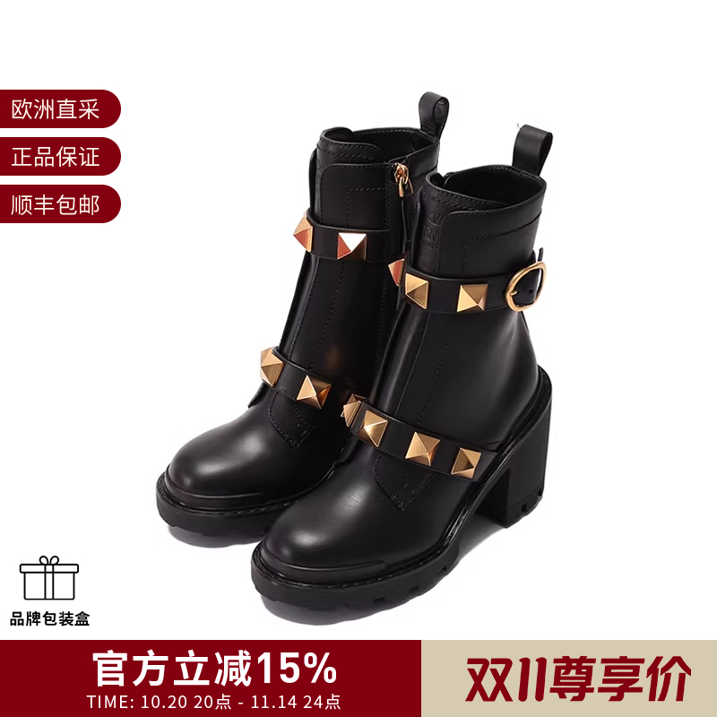 VALENTINO华伦天奴 女士铆钉高跟靴子短靴 1W2S0CJ2 NKD