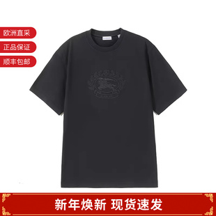 T恤 BURBERRY 棉质马术骑士徽标刺绣复古圆领短袖 男士 8095104 新品