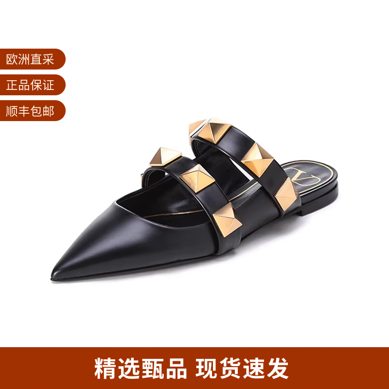 VALENTINO女士铆钉穆勒鞋拖鞋