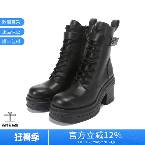 阿玛尼女士厚底高跟短靴马丁靴