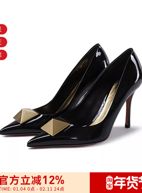 VALENTINO 女士细跟高跟鞋皮鞋单鞋跟高10cm 4W2S0FH8 LAF