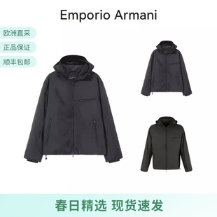 连帽拉链棉服夹棉外套 EA阿玛尼 男士 轻薄款 1NNXZ 6D1B64